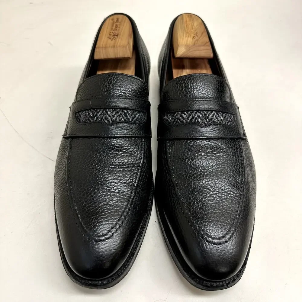 VGUC Crockett & Jones x Brooks Brothers Black Harris Tweed Loafers US 10.5